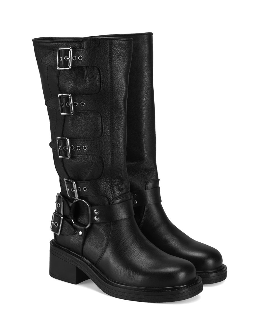 Kadın Siyah Deri Çizme Kadın Siyah Deri Çizme