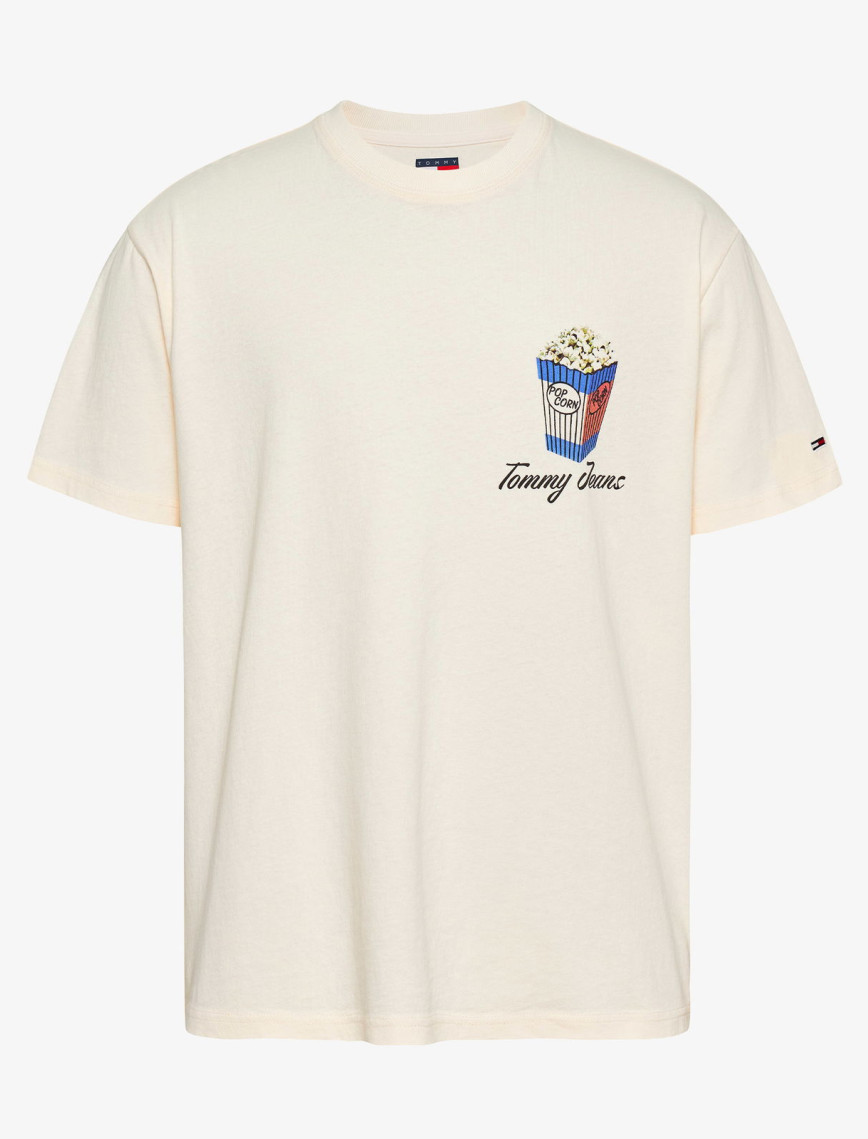 Tommy Jeans Badge Crew Erkek Beyaz T-Shirt Tommy Jeans Badge Crew Erkek Beyaz T-Shirt