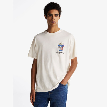 Tommy Jeans Badge Crew Erkek Beyaz T-Shirt Tommy Jeans Badge Crew Erkek Beyaz T-Shirt