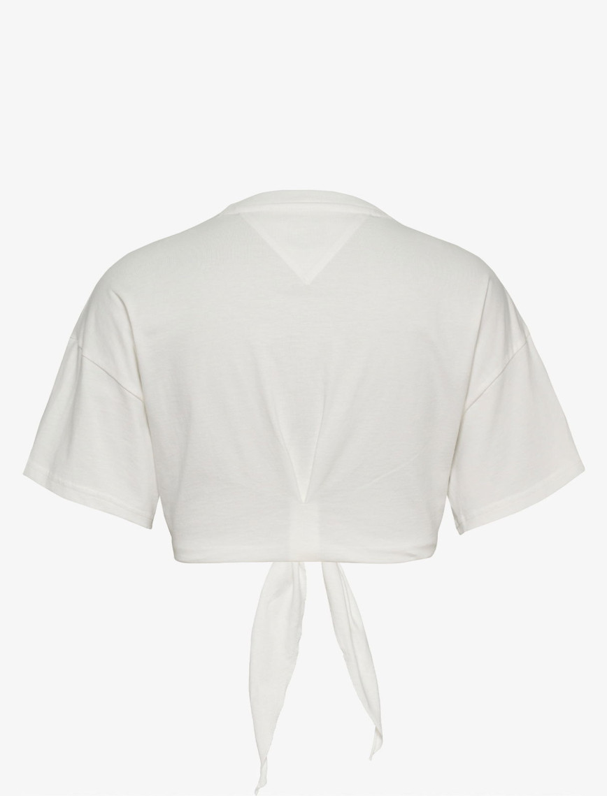 Tommy Jeans Reg Waist Tie Badge Ext Kadın Beyaz T-Shirt