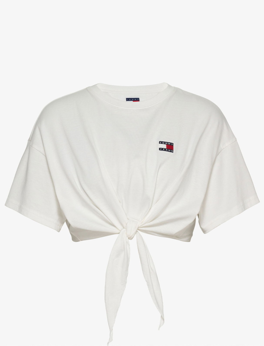 Tommy Jeans Reg Waist Tie Badge Ext Kadın Beyaz T-Shirt