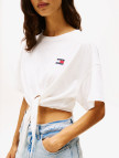 Tommy Jeans Reg Waist Tie Badge Ext Kadın Beyaz T-Shirt