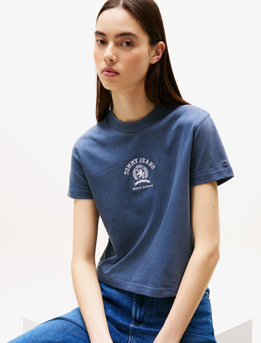 Tommy Jeans Regular Varsity Crew Kadın Mavi T-Shirt Tommy Jeans Regular Varsity Crew Kadın Mavi T-Shirt