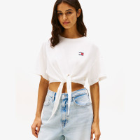 Tommy Jeans Reg Waist Tie Badge Ext Kadın Beyaz T-Shirt Tommy Jeans Reg Waist Tie Badge Ext Kadın Beyaz T-Shirt