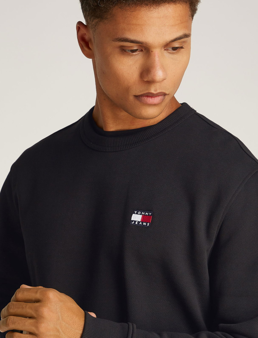 Tommy Jeans Reg Badge Crew Ext Erkek Siyah Sweatshirt Tommy Jeans Reg Badge Crew Ext Erkek Siyah Sweatshirt