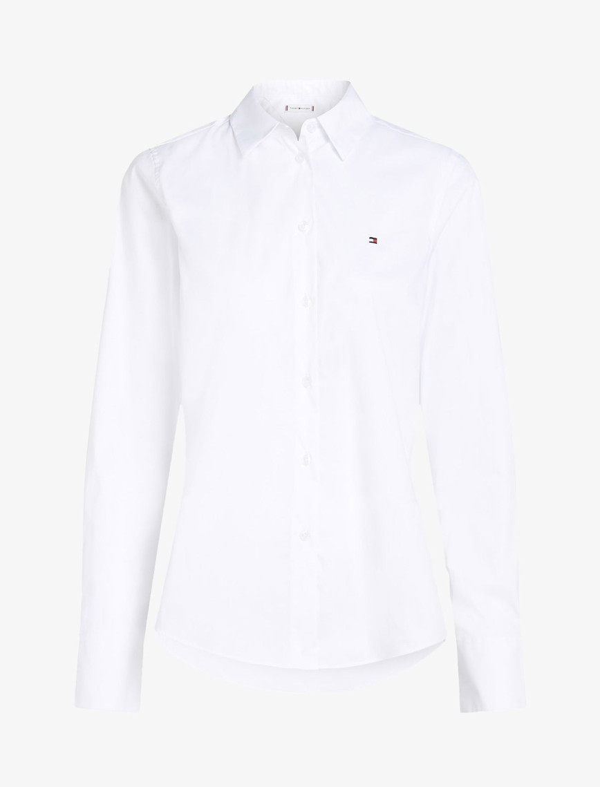 Tommy Hilfiger Ess Poplin Regular Kadın Beyaz Gömlek Tommy Hilfiger Ess Poplin Regular Kadın Beyaz Gömlek