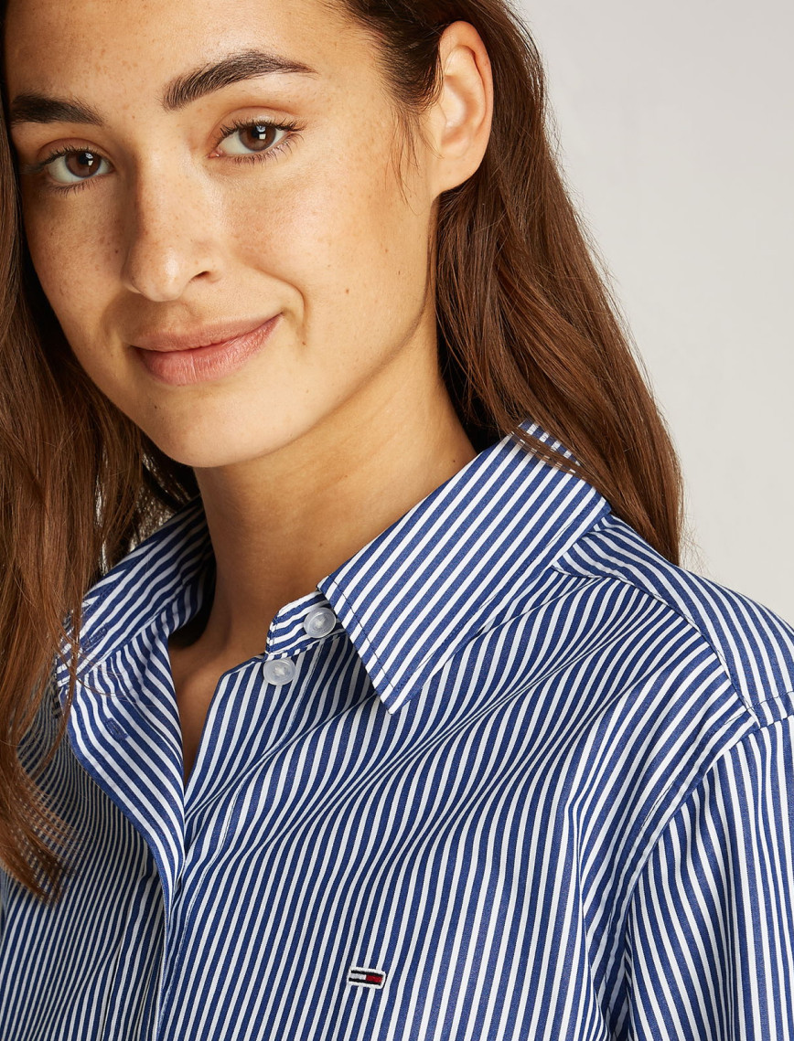 Tommy Jeans Crop Relax Poplin Kadın Mavi Gömlek Tommy Jeans Crop Relax Poplin Kadın Mavi Gömlek