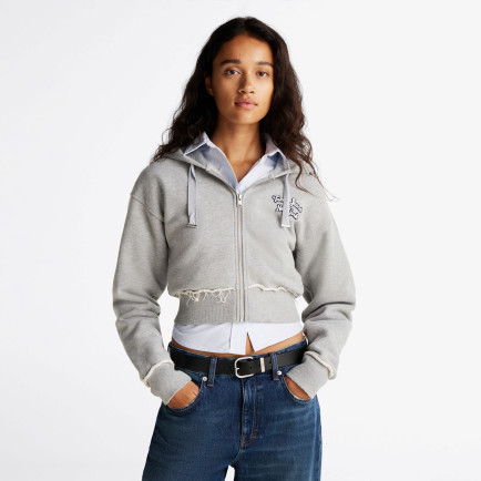 Tommy Jeans Tjcw Prep Varsity Zip-Thru Kadın Gri Sweatshirt