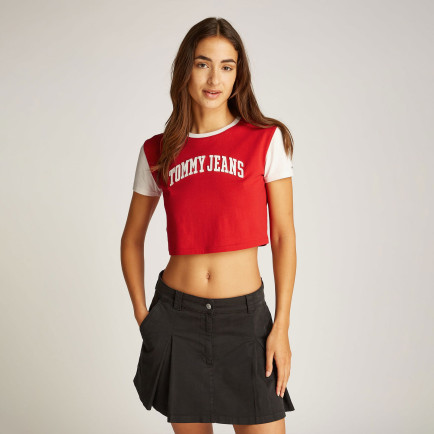 Tommy Hilfiger Tjw Reg Crp Varsity Kadın Kırmızı T-Shirt