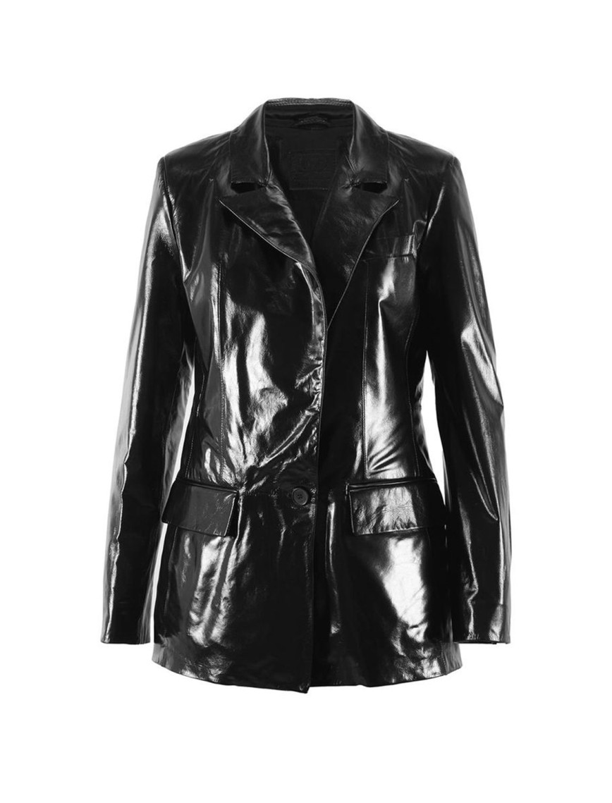 Siyah Kadın Blazer Deri Ceket Siyah Kadın Blazer Deri Ceket