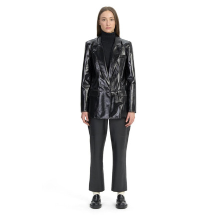 Siyah Kadın Blazer Deri Ceket Siyah Kadın Blazer Deri Ceket