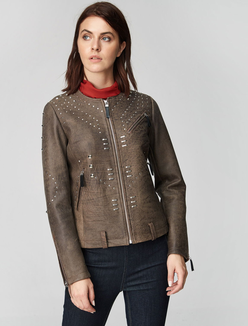 Kahve Breezy Kadın Troklu Deri Mont Kahve Breezy Kadın Troklu Deri Mont