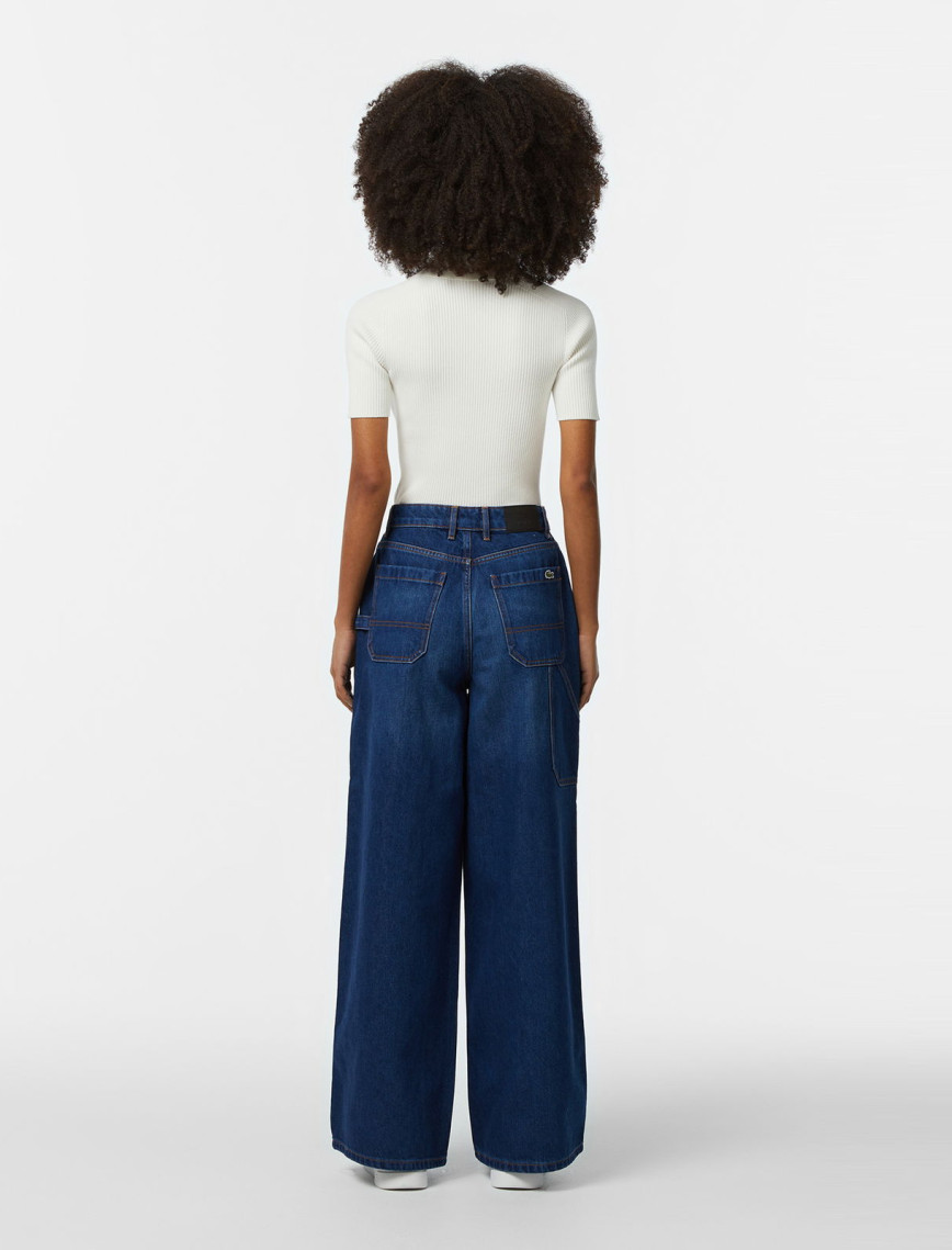 Lacoste Kadın Wide Fit Mavi Jean Pantolon Lacoste Kadın Wide Fit Mavi Jean Pantolon