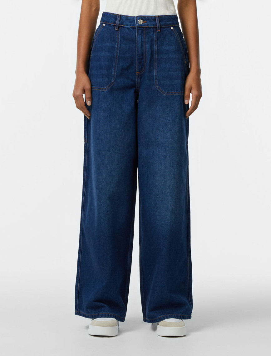 Lacoste Kadın Wide Fit Mavi Jean Pantolon Lacoste Kadın Wide Fit Mavi Jean Pantolon