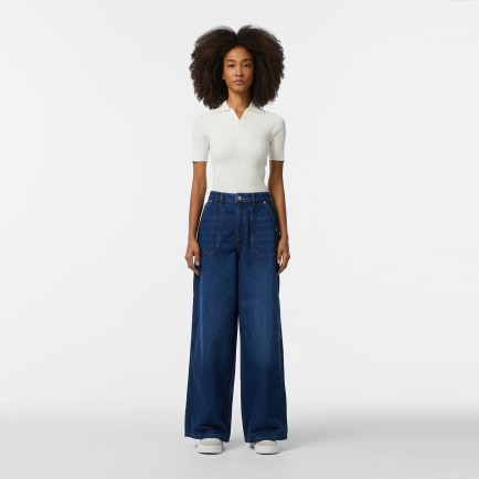 Lacoste Kadın Wide Fit Mavi Jean Pantolon Lacoste Kadın Wide Fit Mavi Jean Pantolon