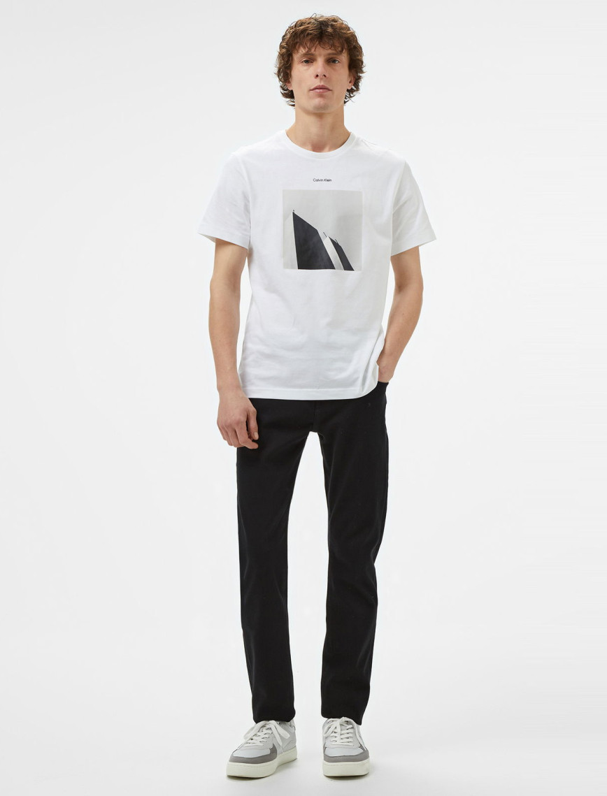 Calvin Klein City Photo Print Erkek Beyaz T-Shirt Calvin Klein City Photo Print Erkek Beyaz T-Shirt