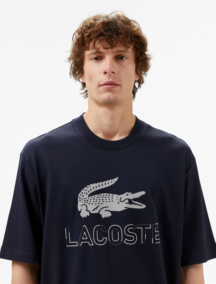 Lacoste Erkek Regular Fit Bisiklet Yaka Baskılı Lacivert T-Shirt Lacoste Erkek Regular Fit Bisiklet Yaka Baskılı Lacivert T-Shirt