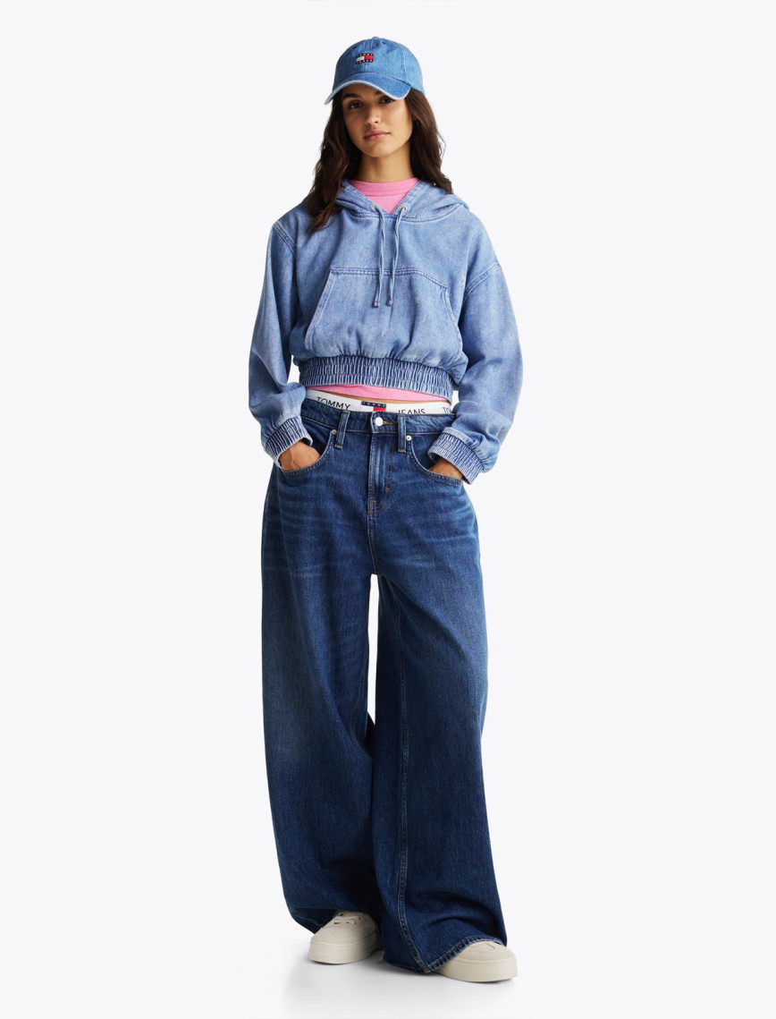 Tommy Hilfiger Tjw Denim Cropped Kadın Mavi Hoodie Tommy Hilfiger Tjw Denim Cropped Kadın Mavi Hoodie