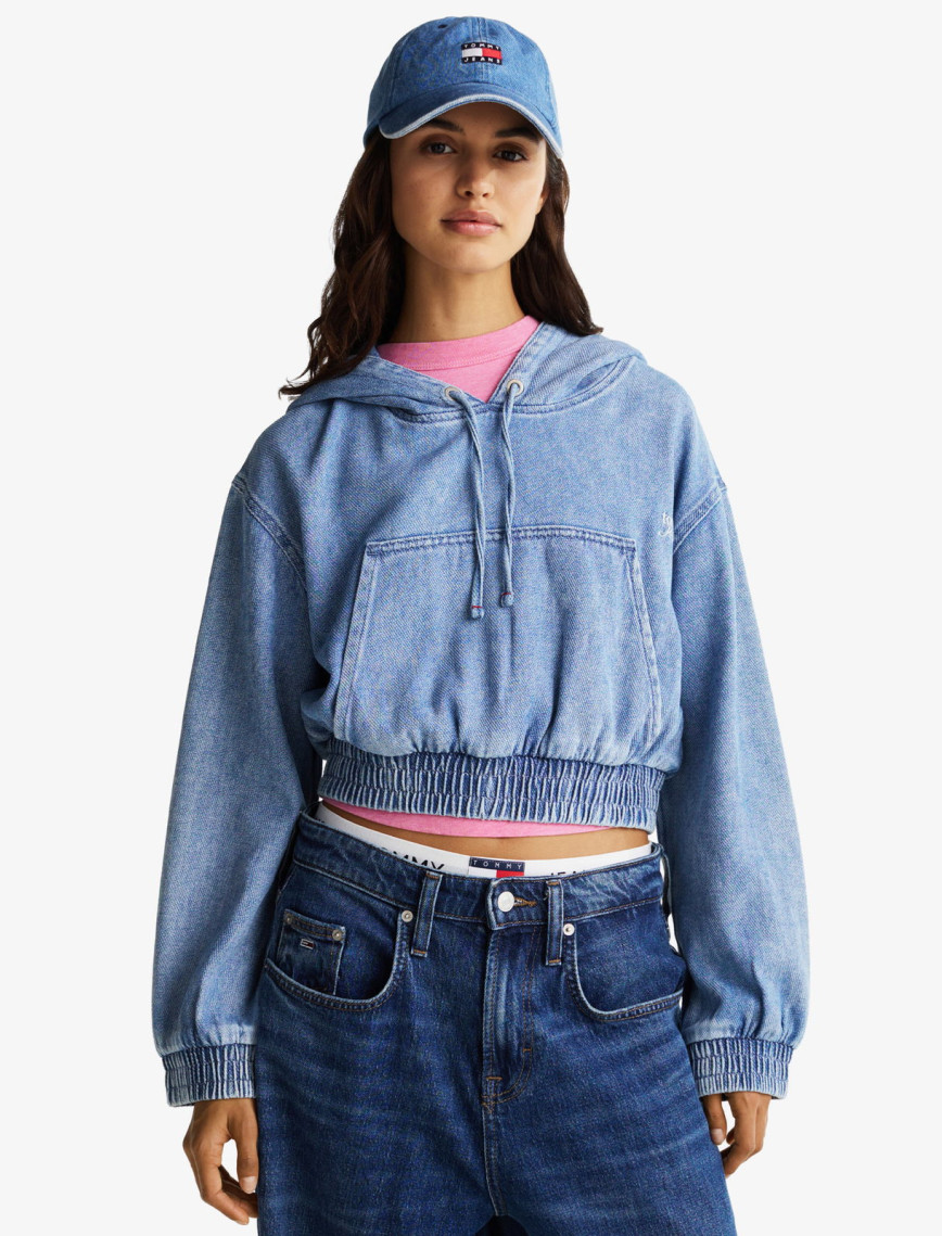 Tommy Hilfiger Tjw Denim Cropped Kadın Mavi Hoodie Tommy Hilfiger Tjw Denim Cropped Kadın Mavi Hoodie