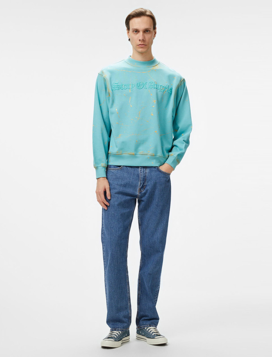 Story Of Angels Soa Gold Angel Hand-Dye Erkek Mavi Sweatshirt Story Of Angels Soa Gold Angel Hand-Dye Erkek Mavi Sweatshirt