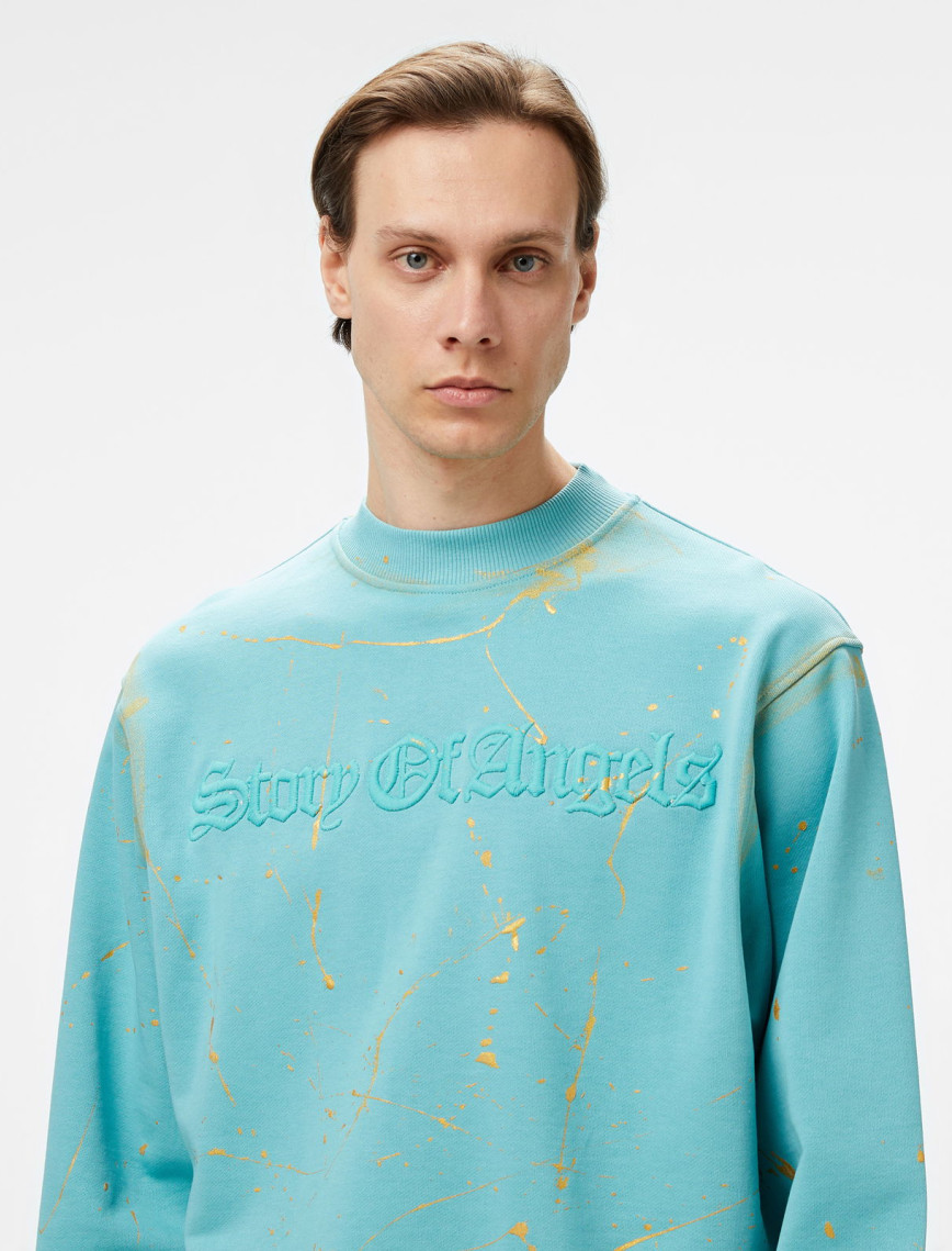 Story Of Angels Soa Gold Angel Hand-Dye Erkek Mavi Sweatshirt Story Of Angels Soa Gold Angel Hand-Dye Erkek Mavi Sweatshirt