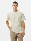 Karl Kani Small Signature Essential Pinstripe Erkek Krem T-Shirt