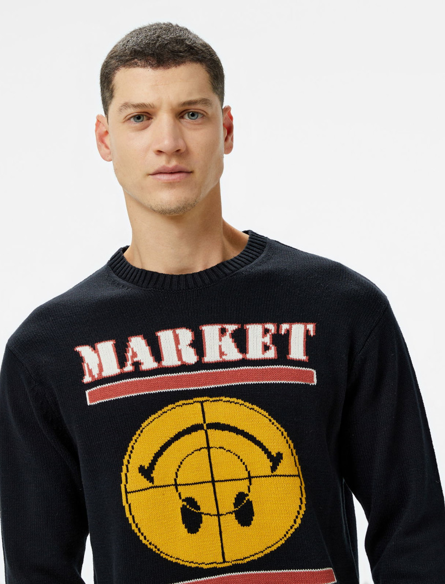 Market Smiley Focus ter Erkek Siyah Sweatshirt Market Smiley Focus ter Erkek Siyah Sweatshirt