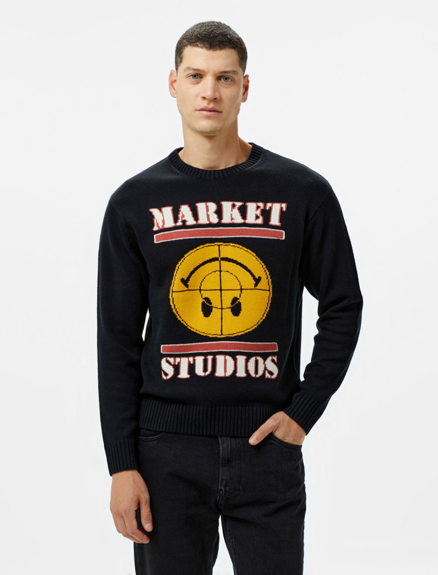 Market Smiley Focus ter Erkek Siyah Sweatshirt Market Smiley Focus ter Erkek Siyah Sweatshirt