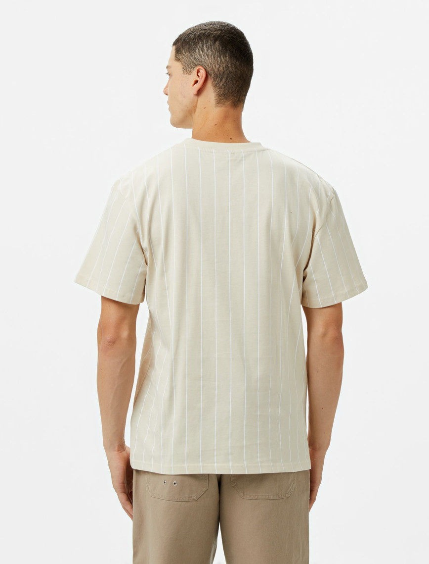 Karl Kani Small Signature Essential Pinstripe Erkek Krem T-Shirt