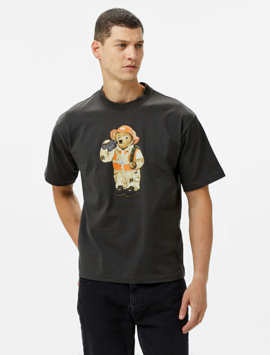 Market Hunter Bear Erkek Beyaz T-Shirt