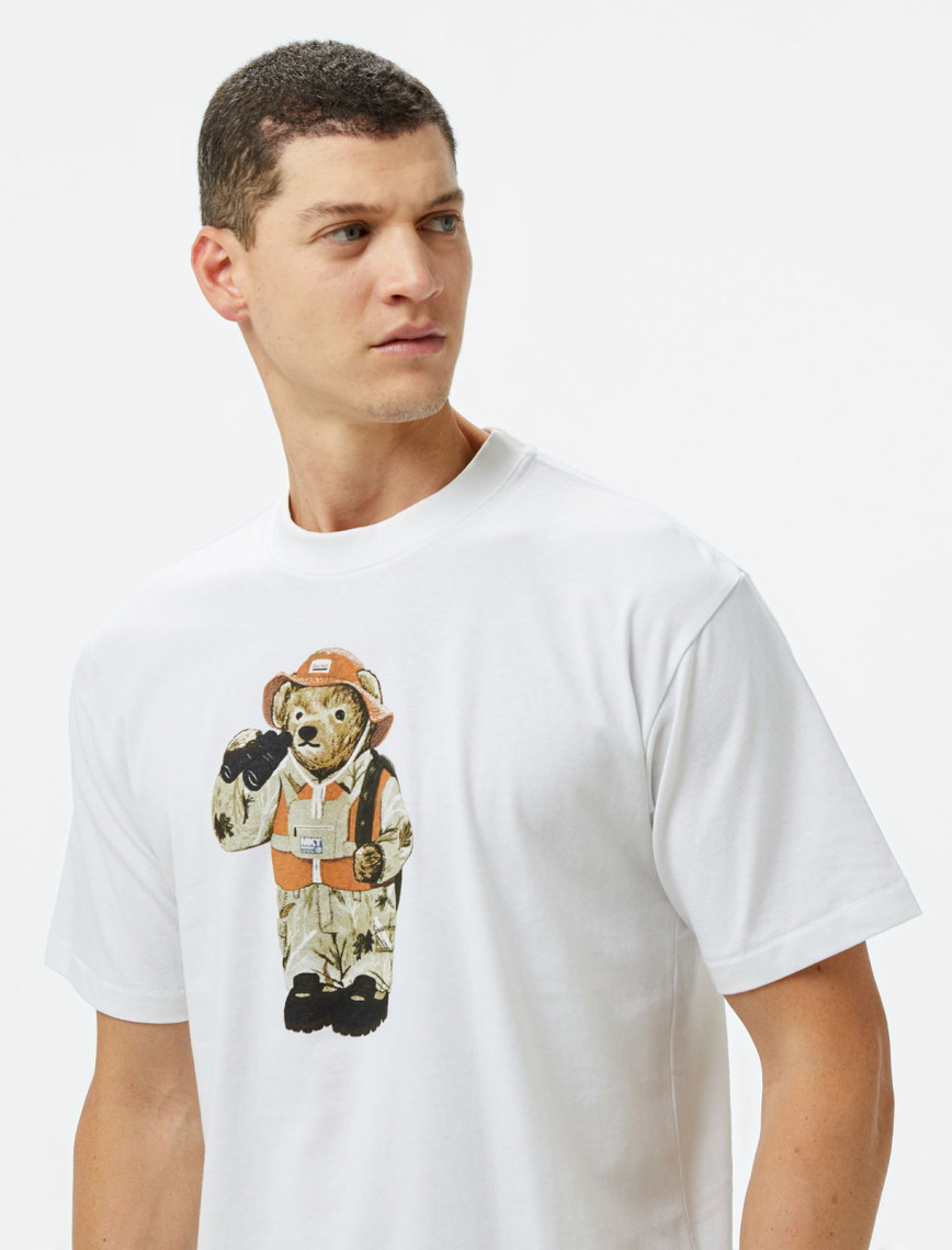 Market Hunter Bear Erkek Beyaz T-Shirt