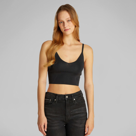 Calvin Klein Rayon Sweater Bralette Kadın Siyah Triko Calvin Klein Rayon Sweater Bralette Kadın Siyah Triko