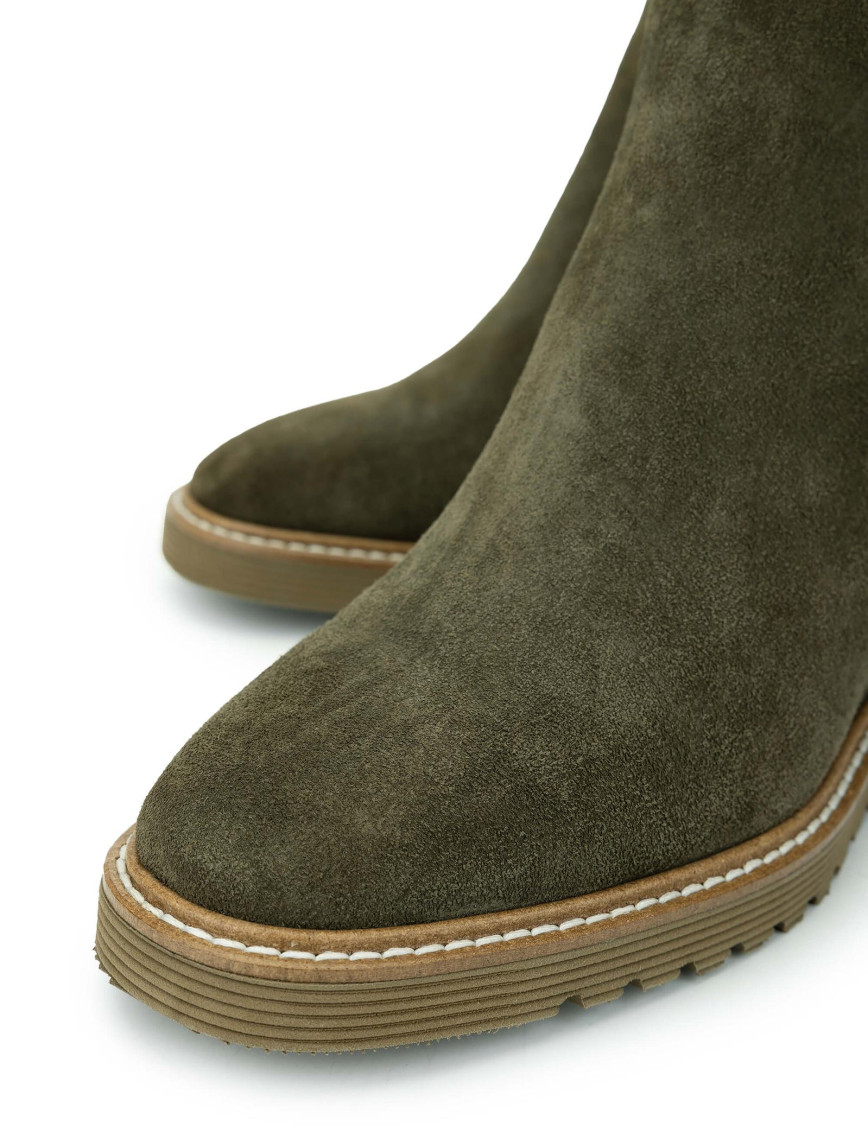 Tamer Tanca Kadın Hakiki Deri Haki Süet Casual Bot