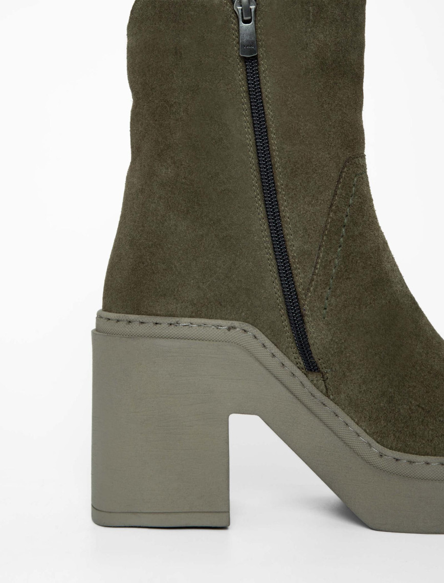 Tamer Tanca Kadın Hakiki Deri Haki Süet Casual Bot Tamer Tanca Kadın Hakiki Deri Haki Süet Casual Bot