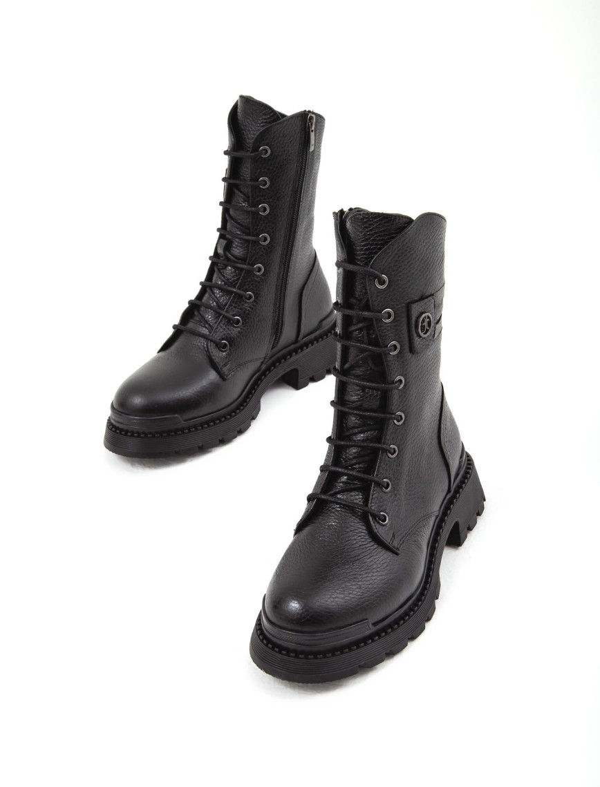 Tamer Tanca Kadın Hakiki Deri Siyah Floter Casual Bot