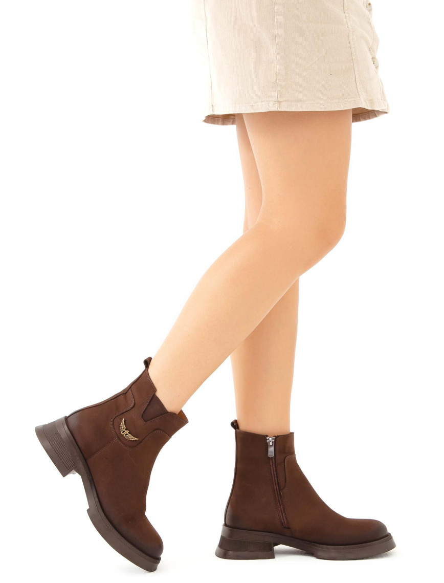 Tamer Tanca Kadın Hakiki Deri Kahverengi Nubuk Casual Bot Tamer Tanca Kadın Hakiki Deri Kahverengi Nubuk Casual Bot