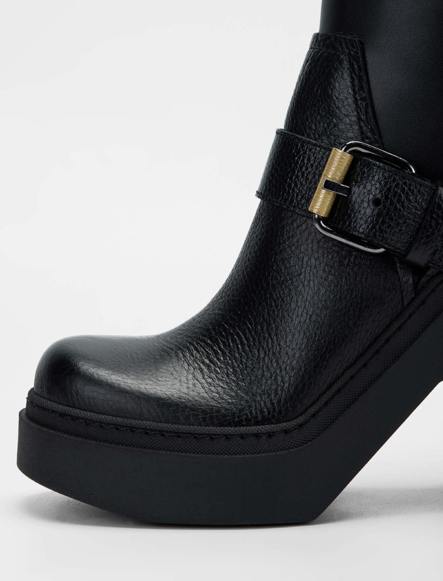 Tamer Tanca Kadın Hakiki Deri Siyah Deri Casual Bot