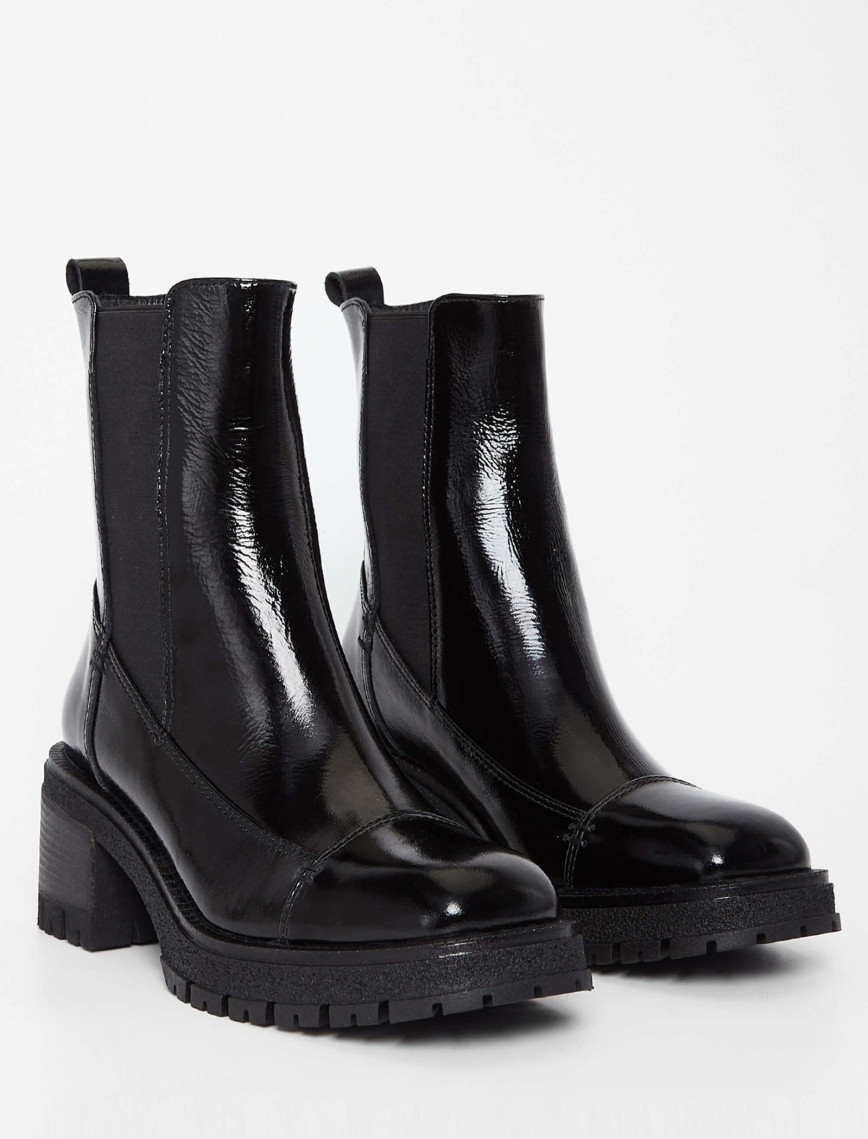 Tamer Tanca Kadın Hakiki Deri Siyah Rugan Casual Bot