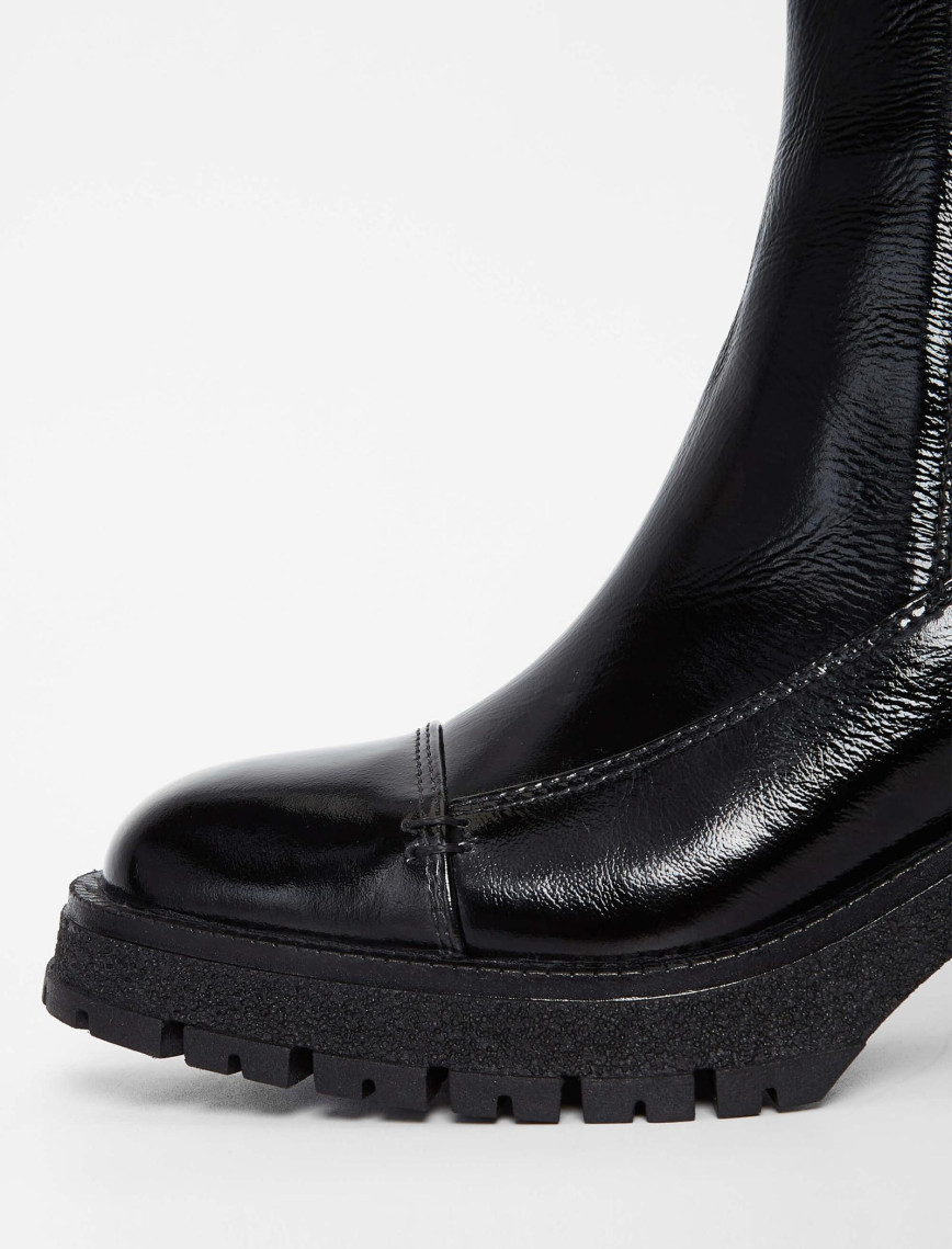 Tamer Tanca Kadın Hakiki Deri Siyah Rugan Casual Bot