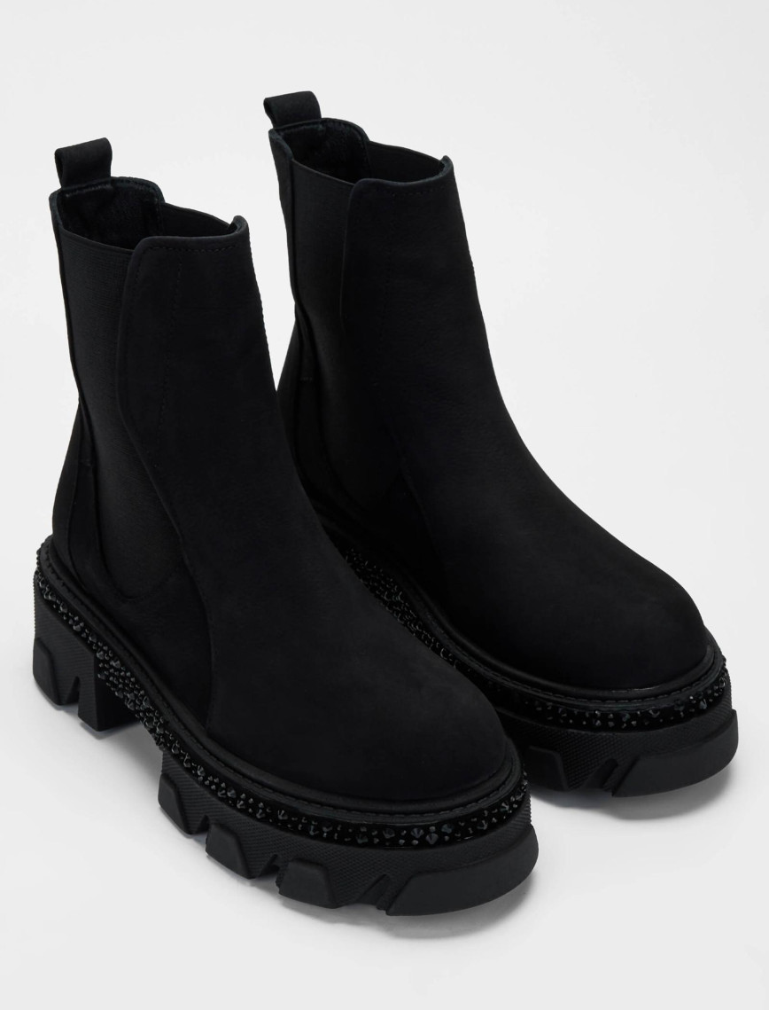 Tamer Tanca Kadın Hakiki Deri Siyah Nubuk Casual Bot Tamer Tanca Kadın Hakiki Deri Siyah Nubuk Casual Bot