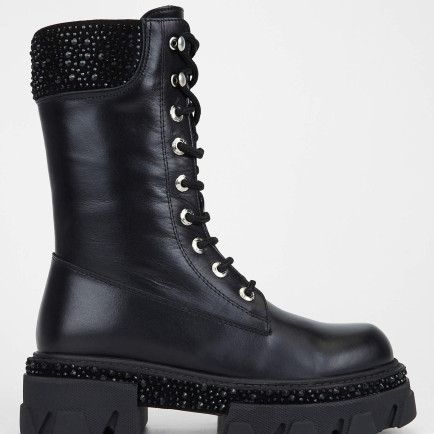 Tamer Tanca Kadın Hakiki Deri Siyah Deri Casual Bot