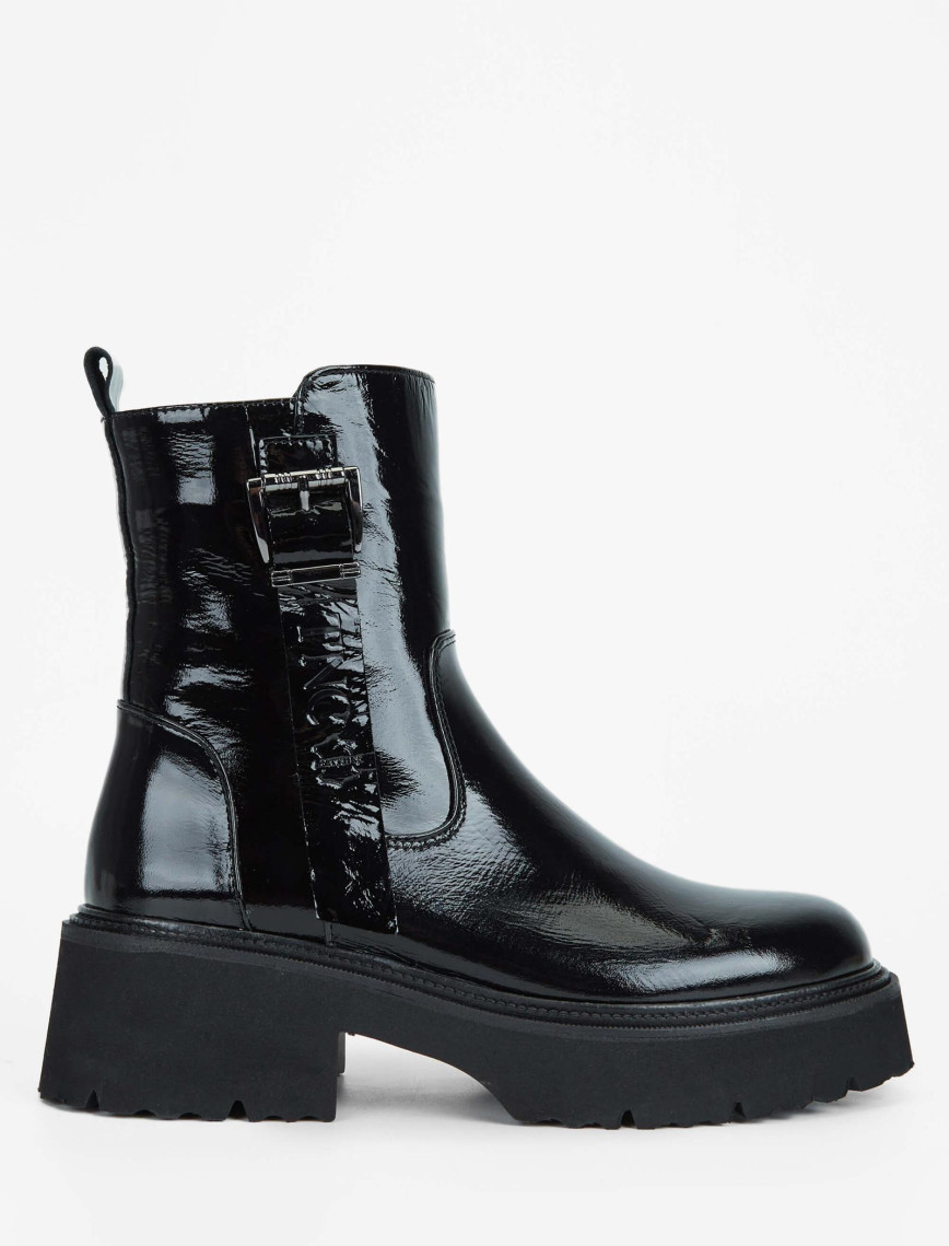 Tamer Tanca Kadın Hakiki Deri Siyah Rugan Casual Bot