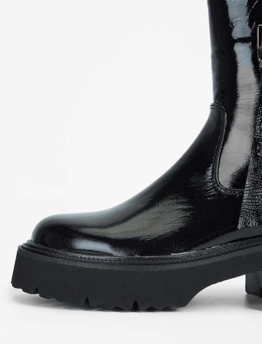 Tamer Tanca Kadın Hakiki Deri Siyah Rugan Casual Bot