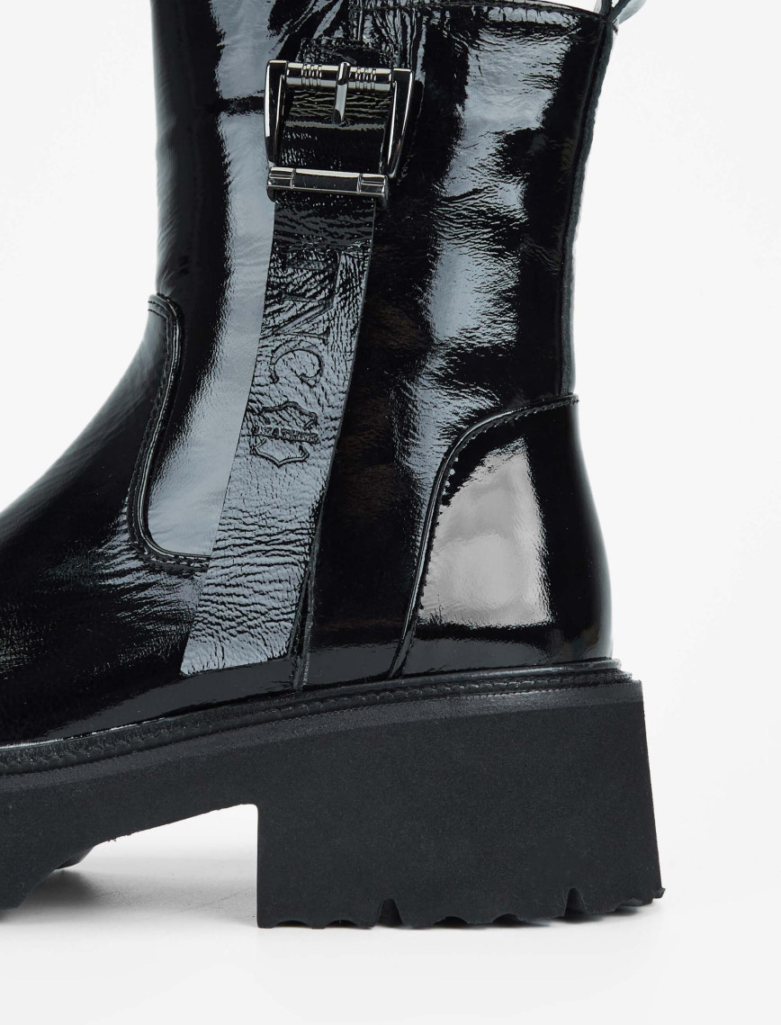 Tamer Tanca Kadın Hakiki Deri Siyah Rugan Casual Bot