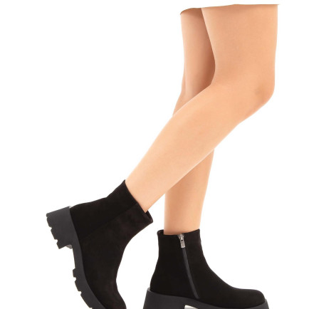 Tamer Tanca Kadın Hakiki Deri Siyah Süet Casual Bot