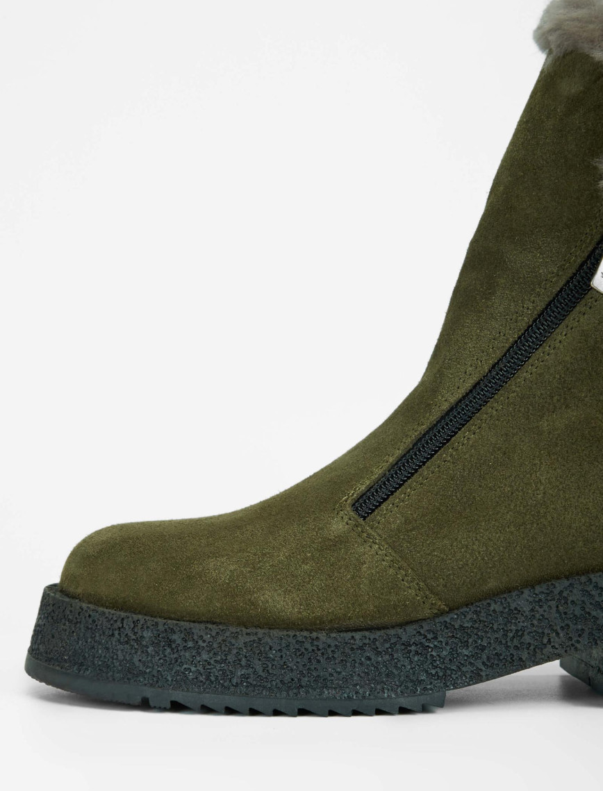 Tamer Tanca Kadın Hakiki Deri Haki Süet Casual Bot