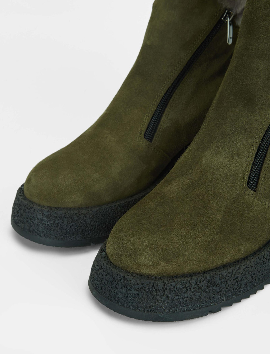 Tamer Tanca Kadın Hakiki Deri Haki Süet Casual Bot