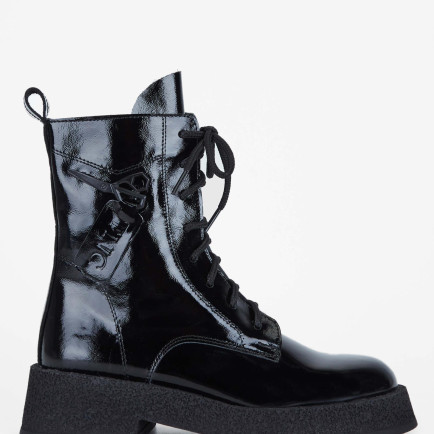 Tamer Tanca Kadın Hakiki Deri Siyah Rugan Casual Bot