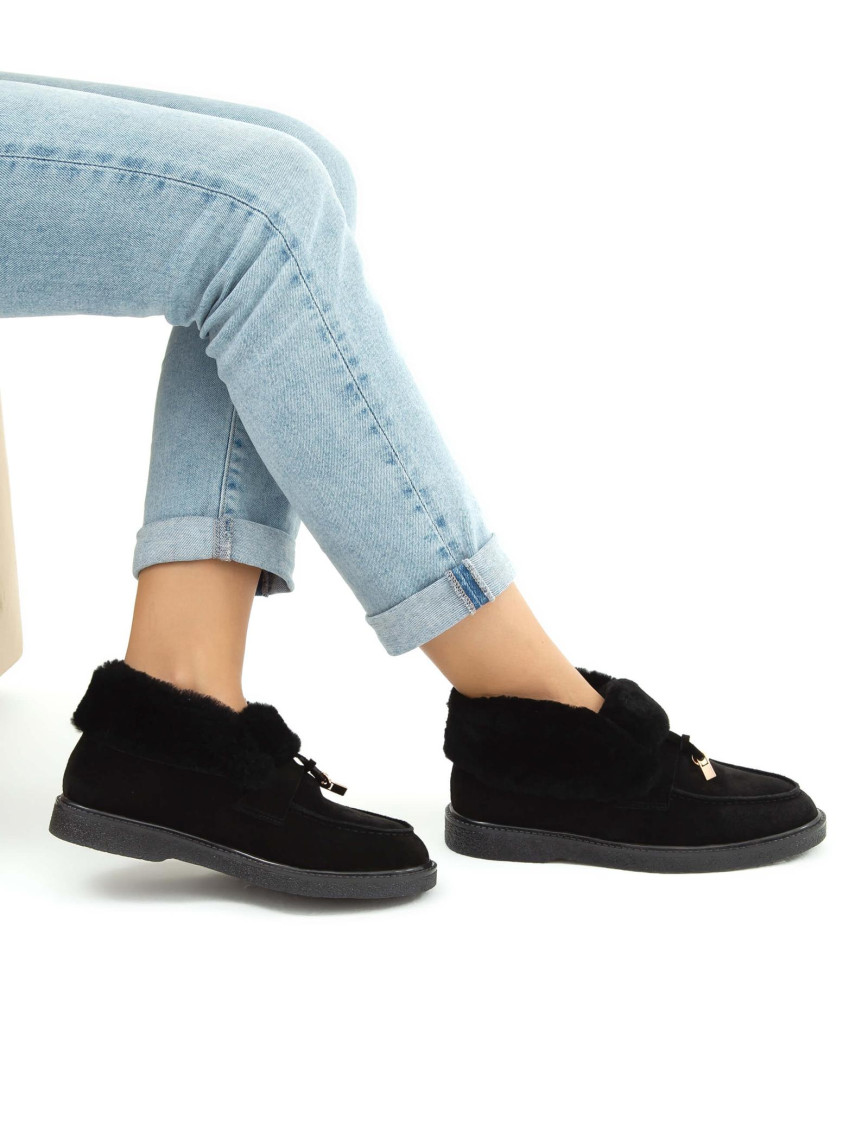 Tamer Tanca Kadın Hakiki Deri Siyah Casual Bot