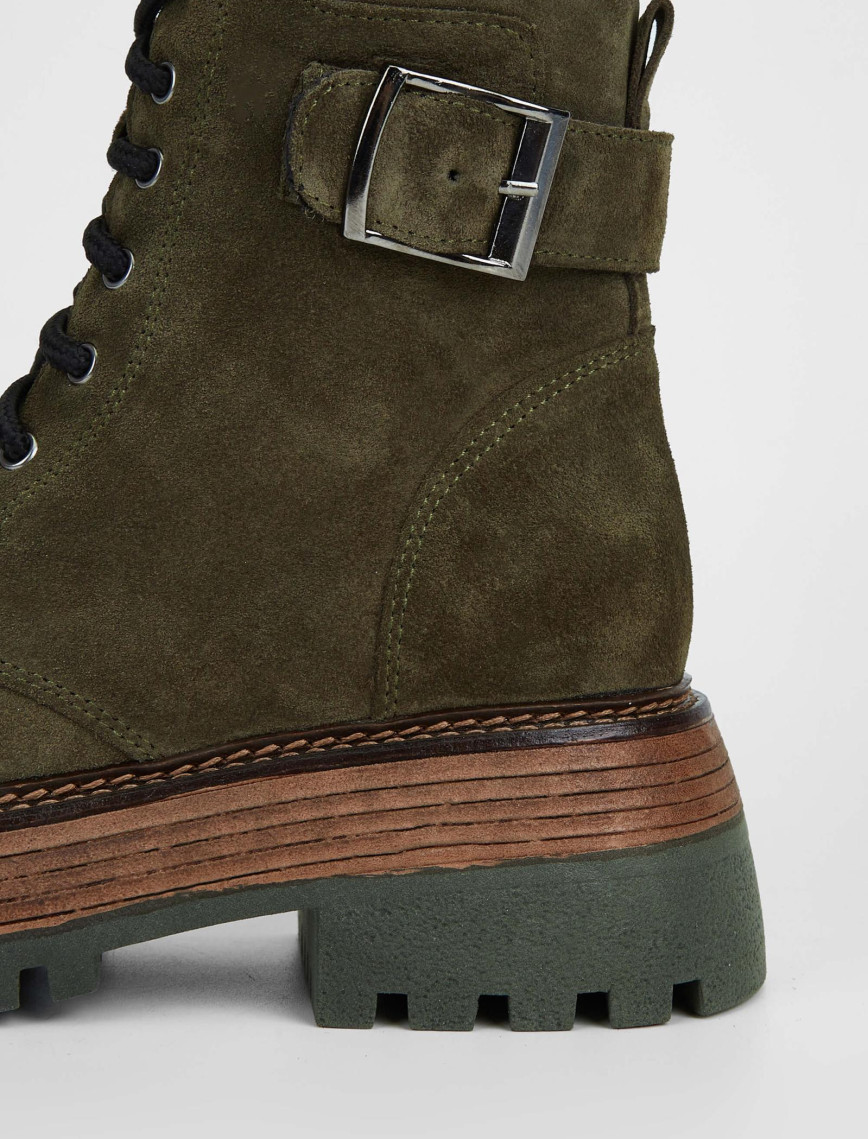 Tamer Tanca Kadın Hakiki Deri Haki Süet Casual Bot